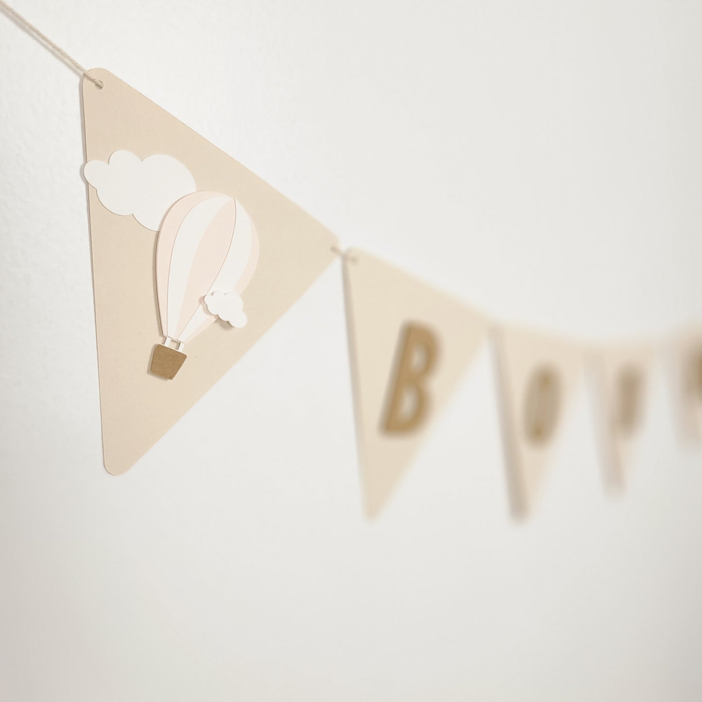 Happy Birthday Banner Pink / Hot Air Balloon