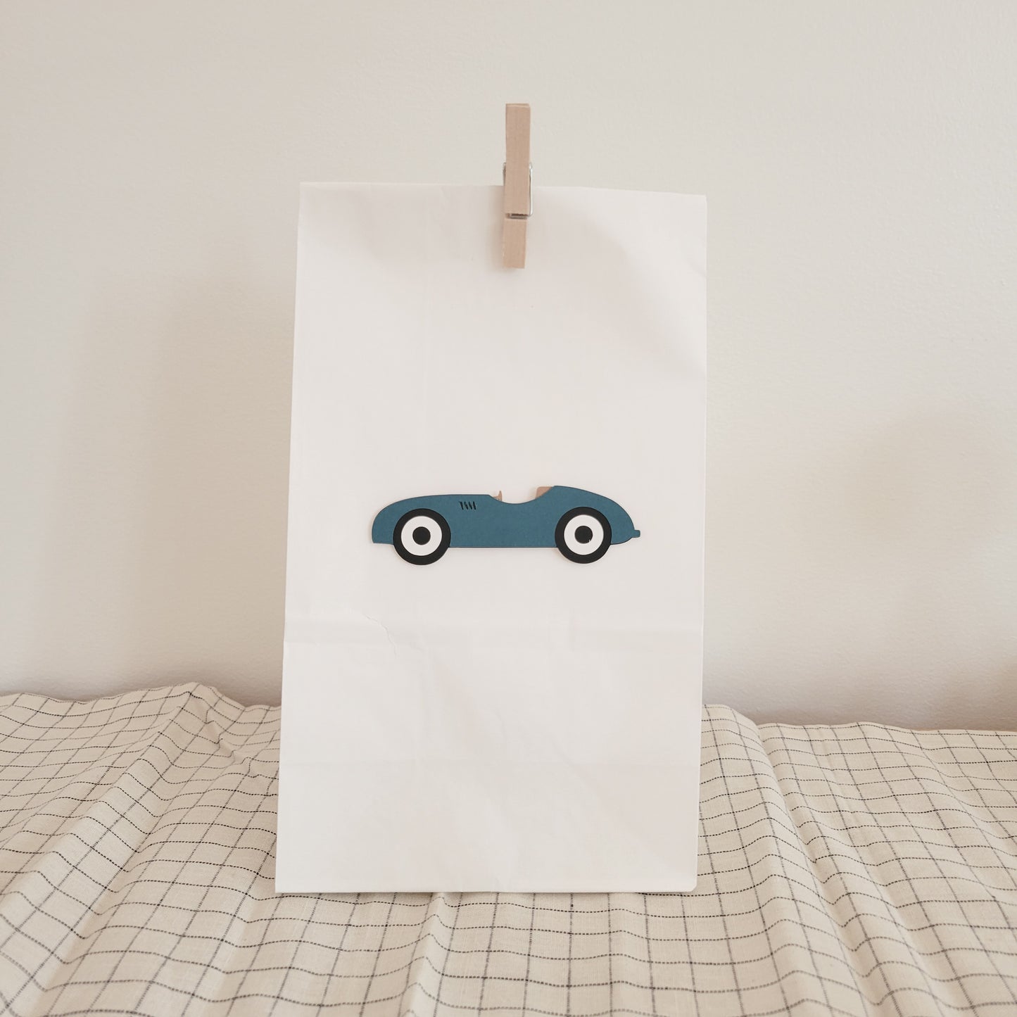 Sac surprise Blanc/ Voiture Bleue