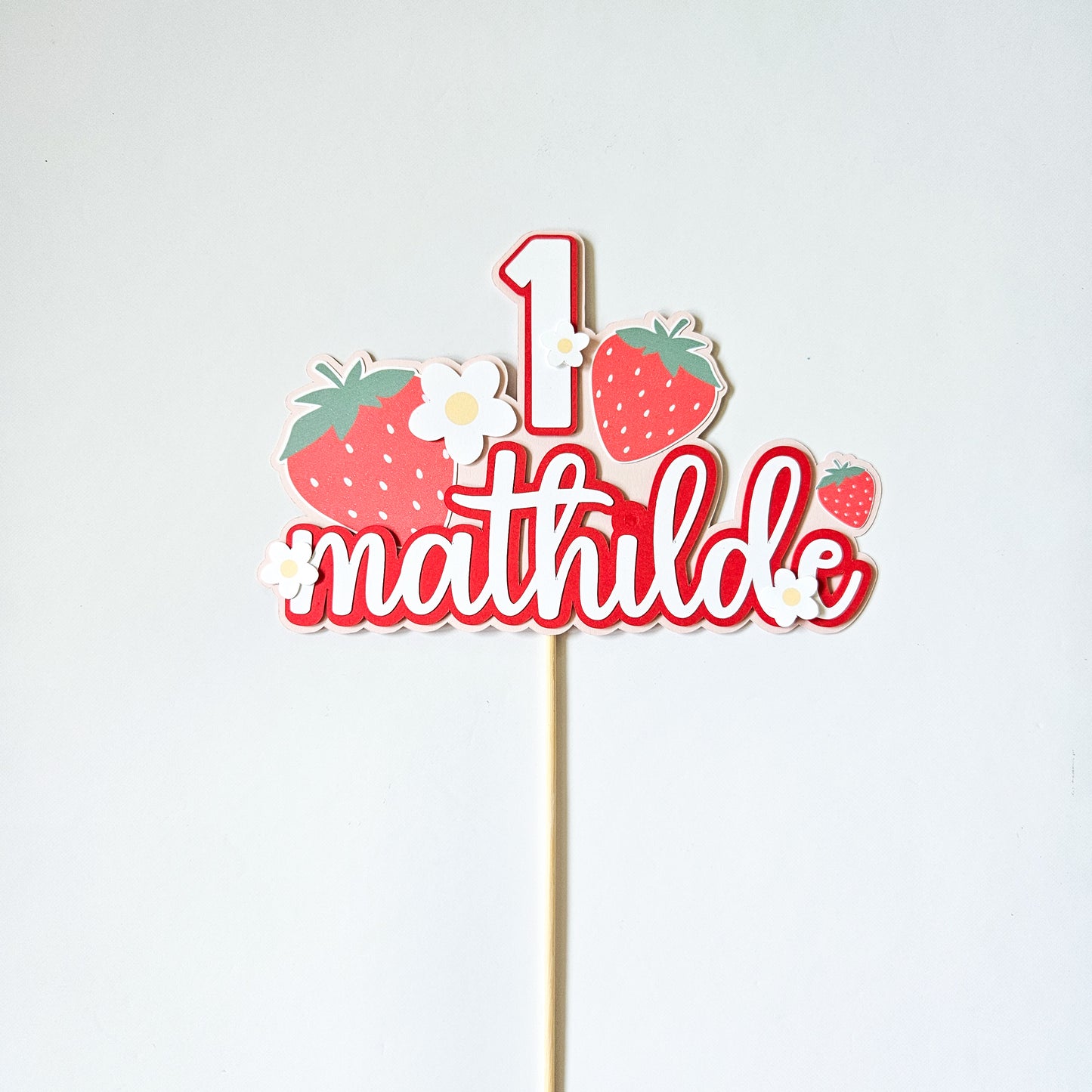 Pink & Red / Strawberry Cake Topper