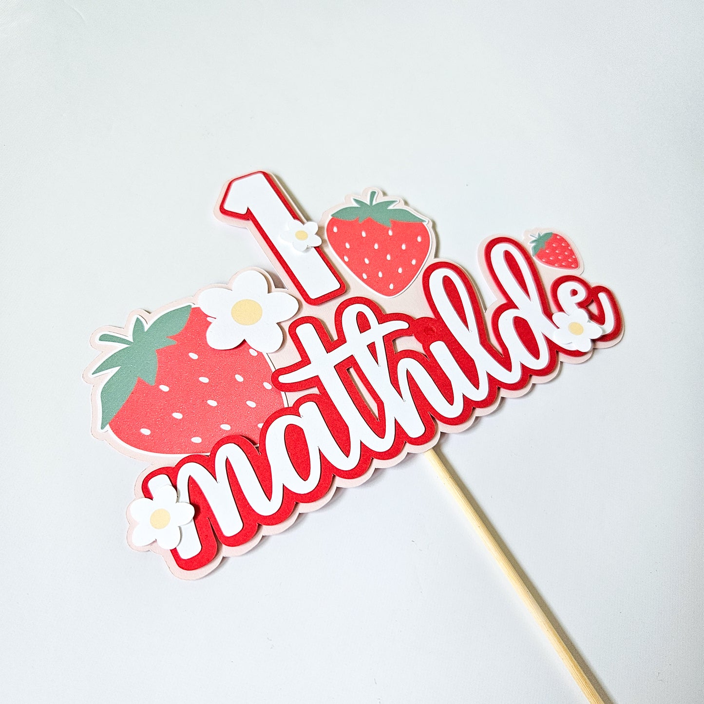 Pink & Red / Strawberry Cake Topper