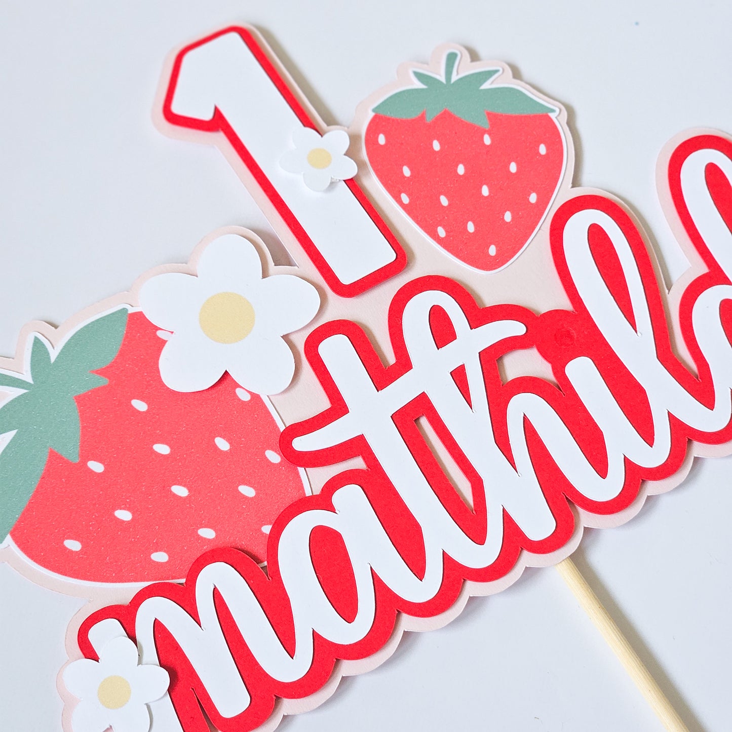 Pink & Red / Strawberry Cake Topper