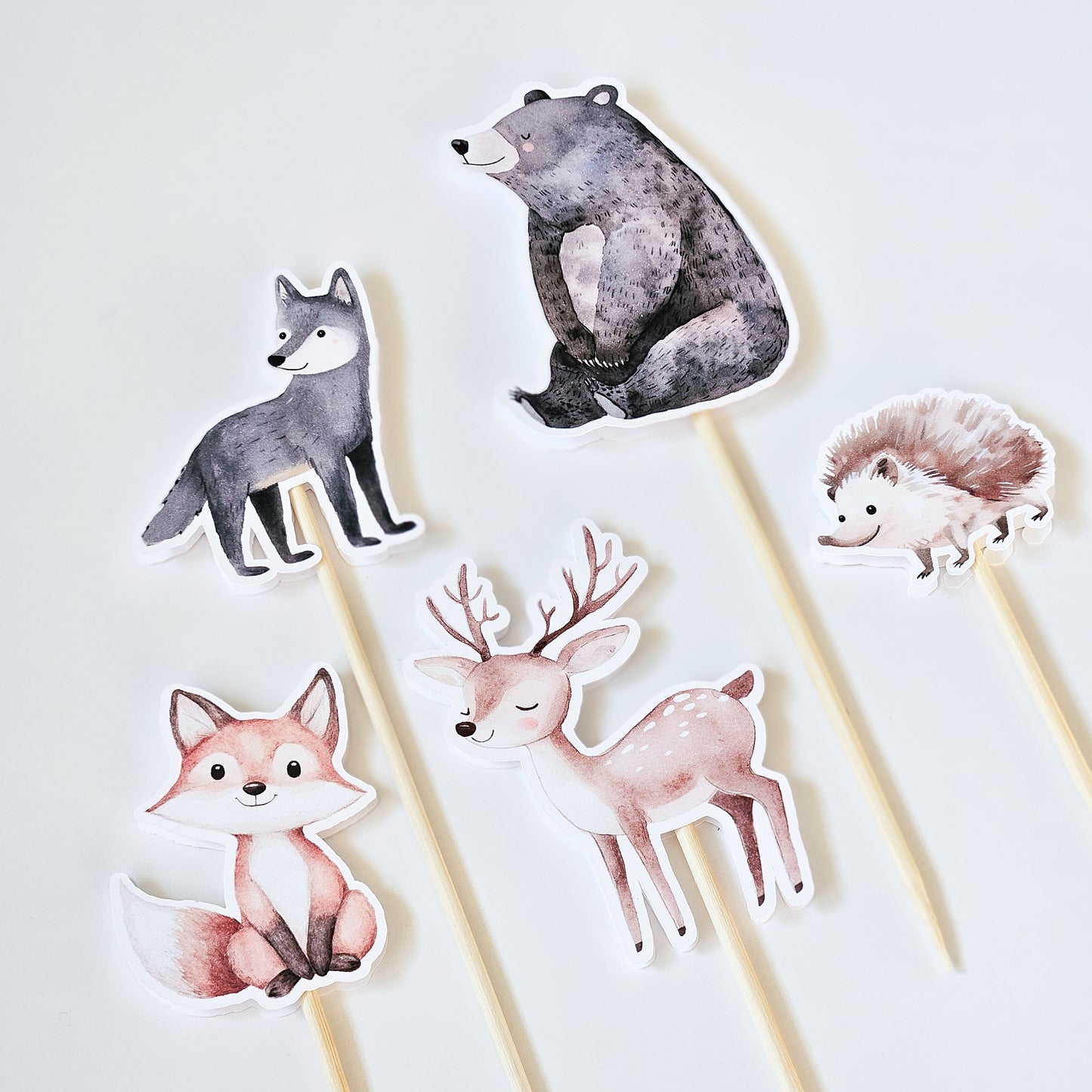 Ensemble de 5 Toppers à gâteau / Animaux de la forêt