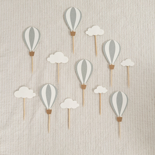 Toppers à Cupcake / Montgolfière Bleu