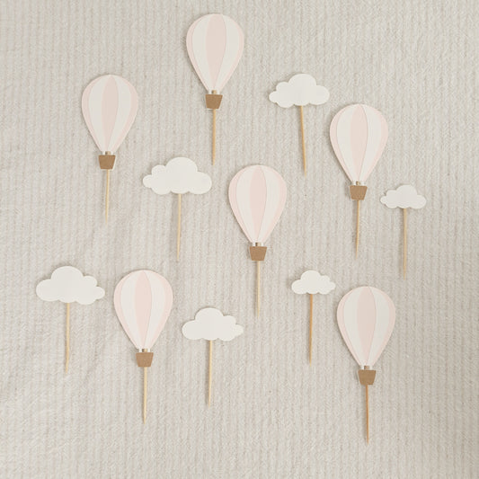 Toppers à Cupcake / Montgolfière Rose