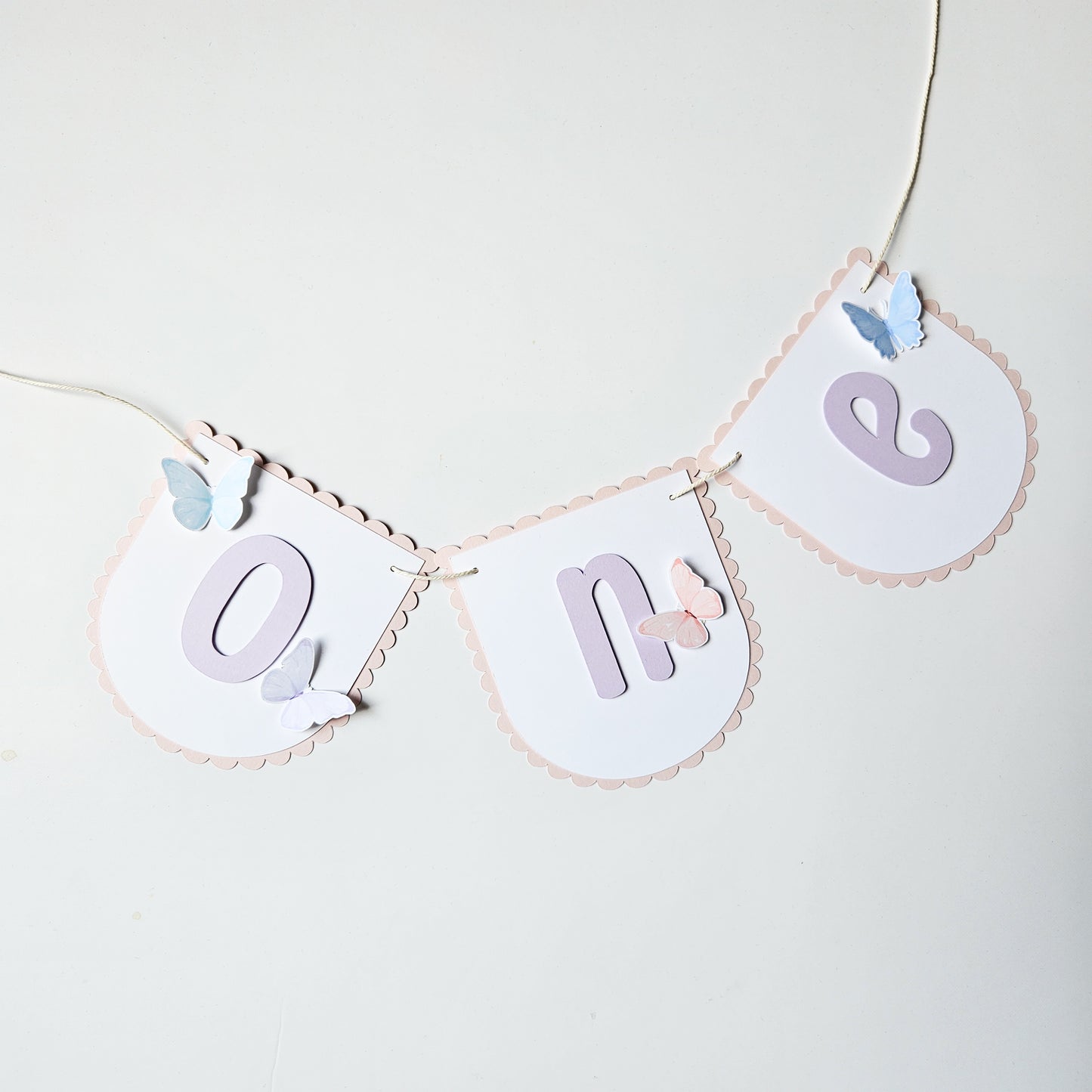 "One" garland for high chair / Butterflies