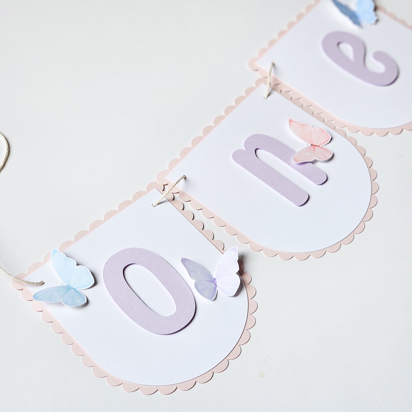 "One" garland for high chair / Butterflies