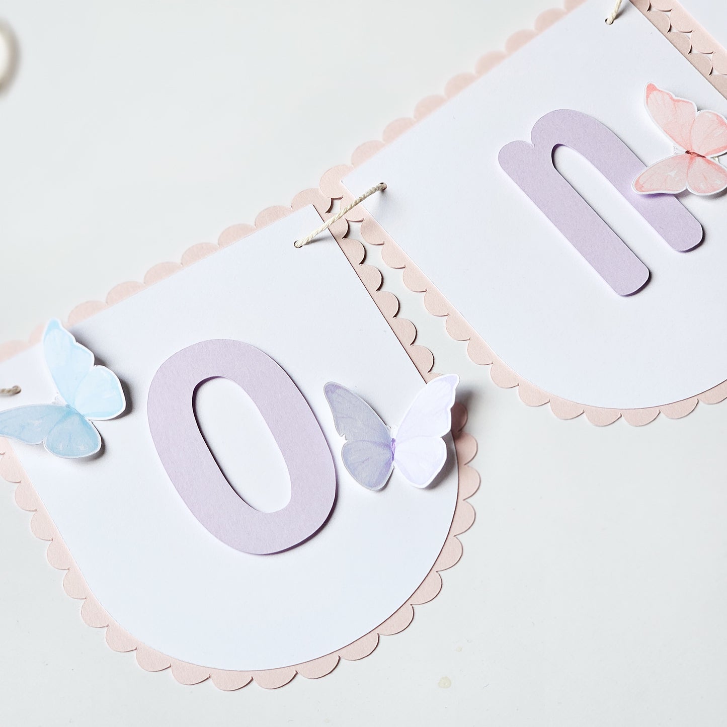 "One" garland for high chair / Butterflies