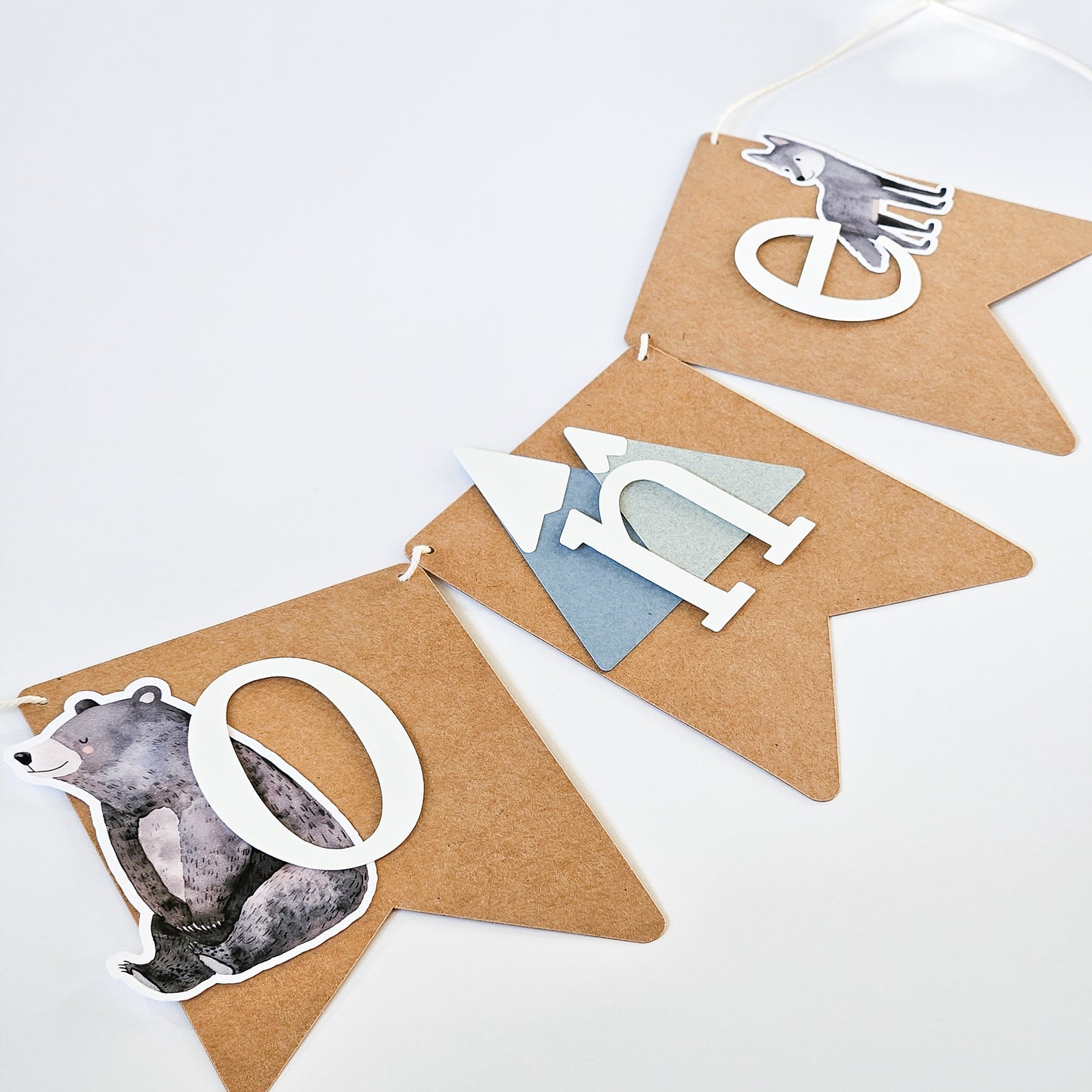 "One" garland for high chair / Forest animals