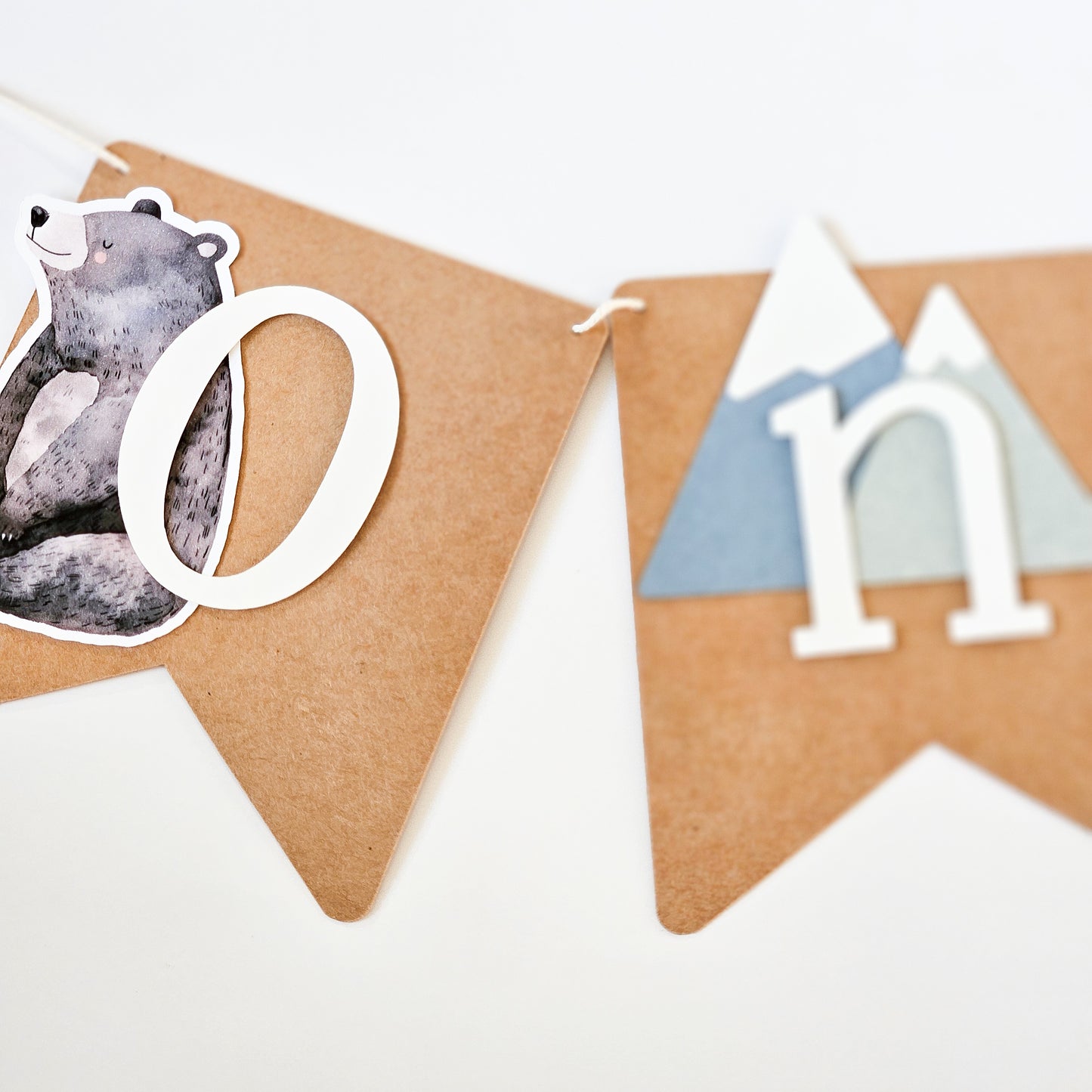 "One" garland for high chair / Forest animals