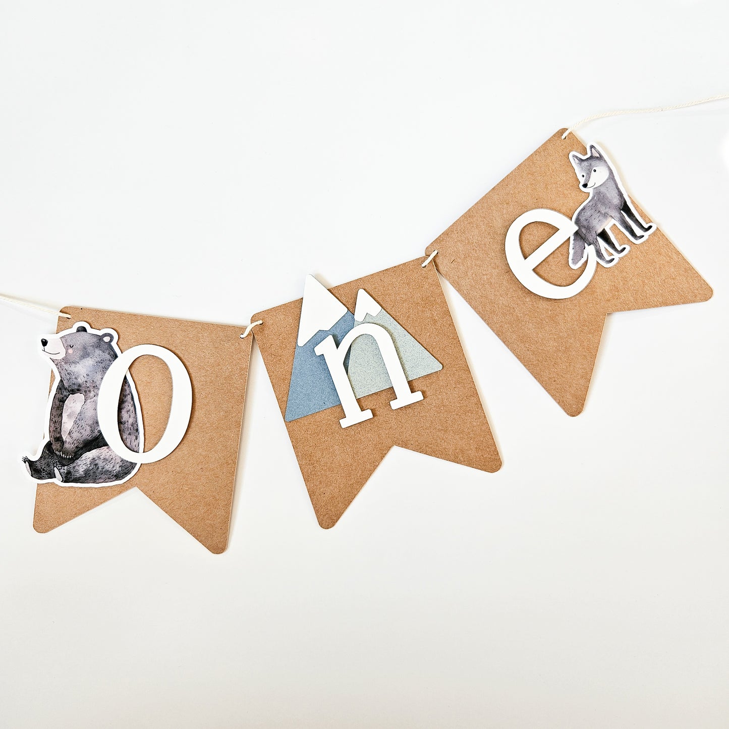 "One" garland for high chair / Forest animals