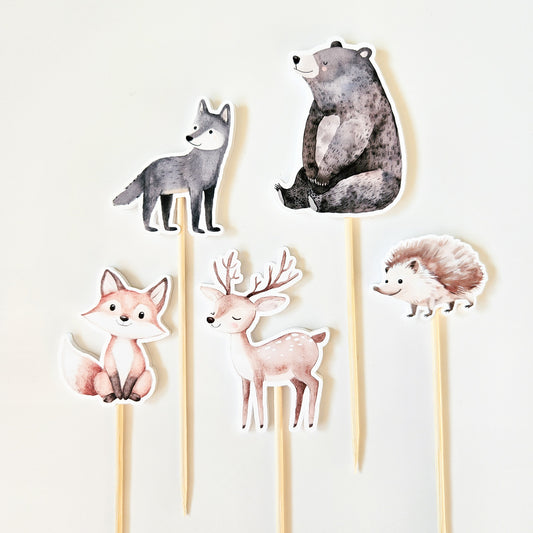 Ensemble de 5 Toppers à gâteau / Animaux de la forêt