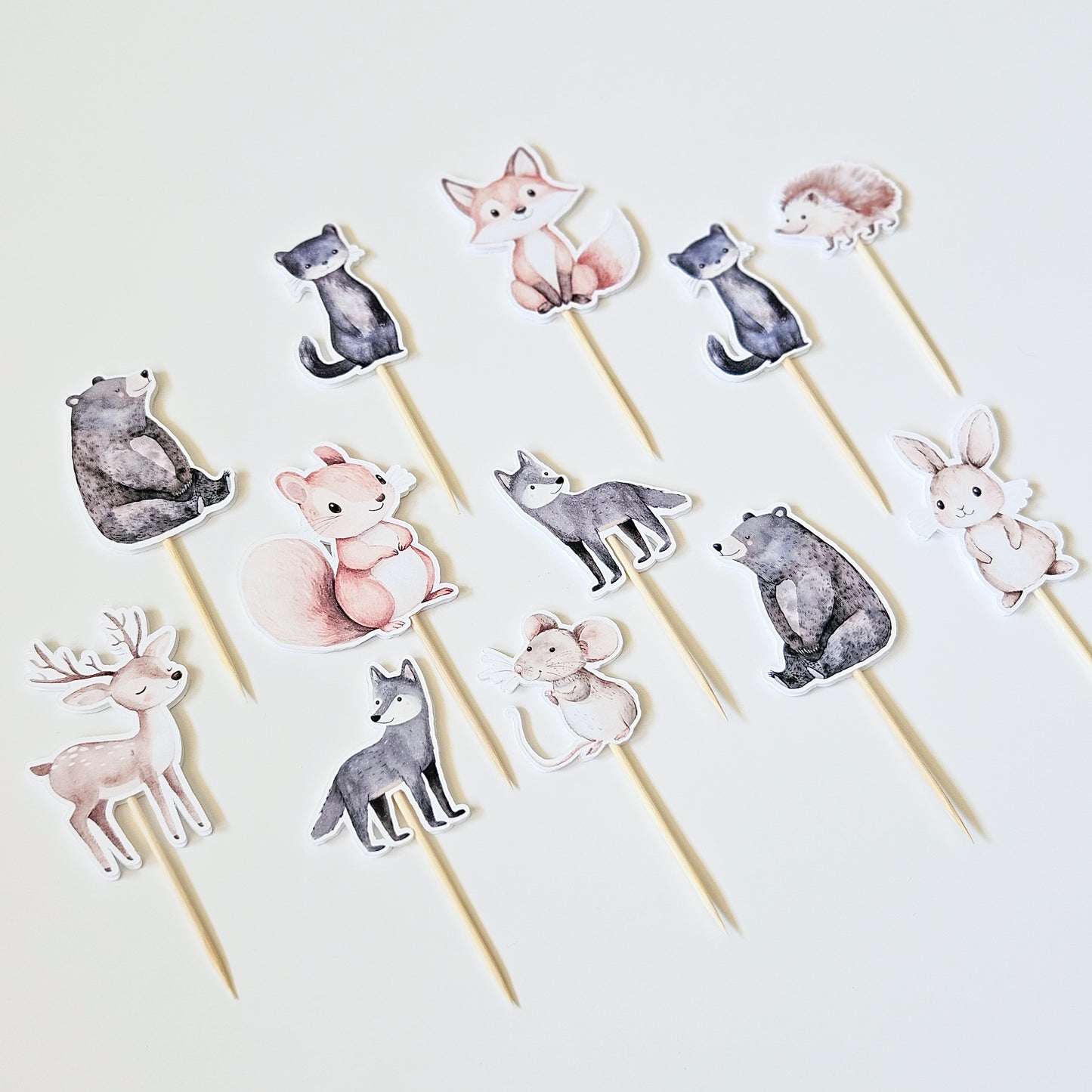 12 Cupcake Toppers / Forest Animals