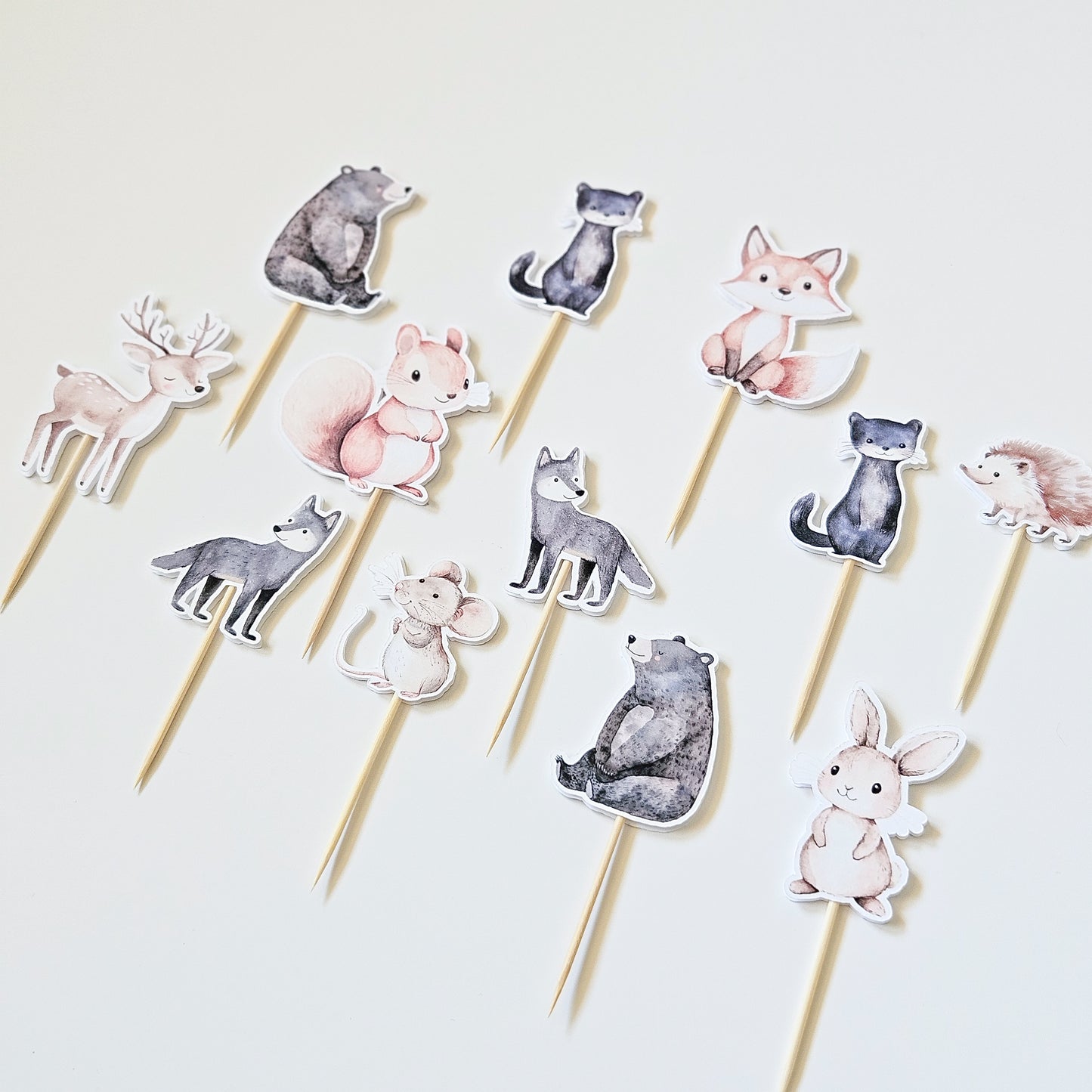 12 Cupcake Toppers / Forest Animals