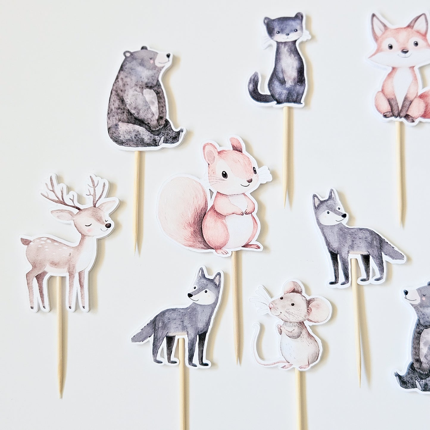 12 Cupcake Toppers / Forest Animals