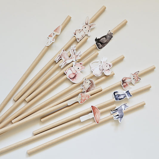 Set of 12 straws / Forest animals