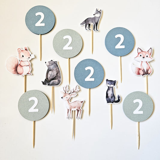 12 Toppers à cupcake / Animaux de la forêt