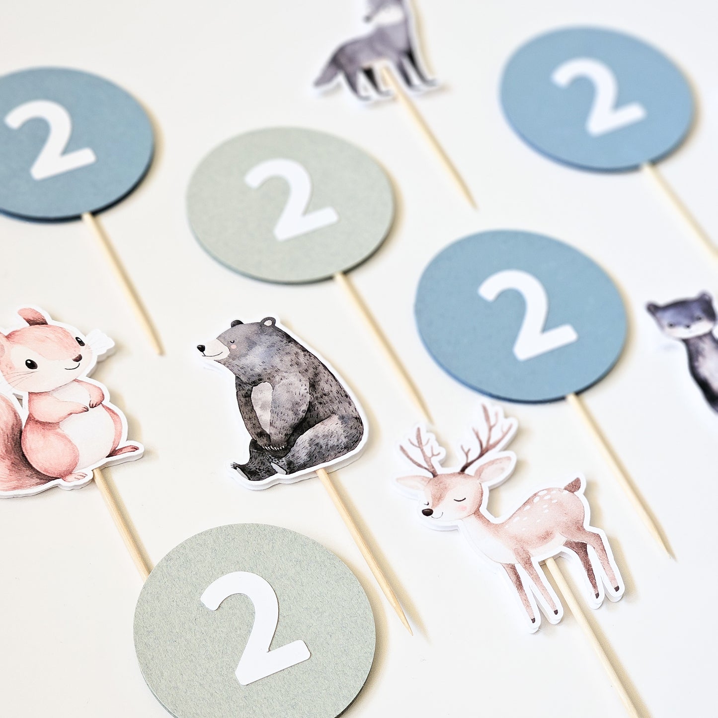 12 Toppers à cupcake / Animaux de la forêt