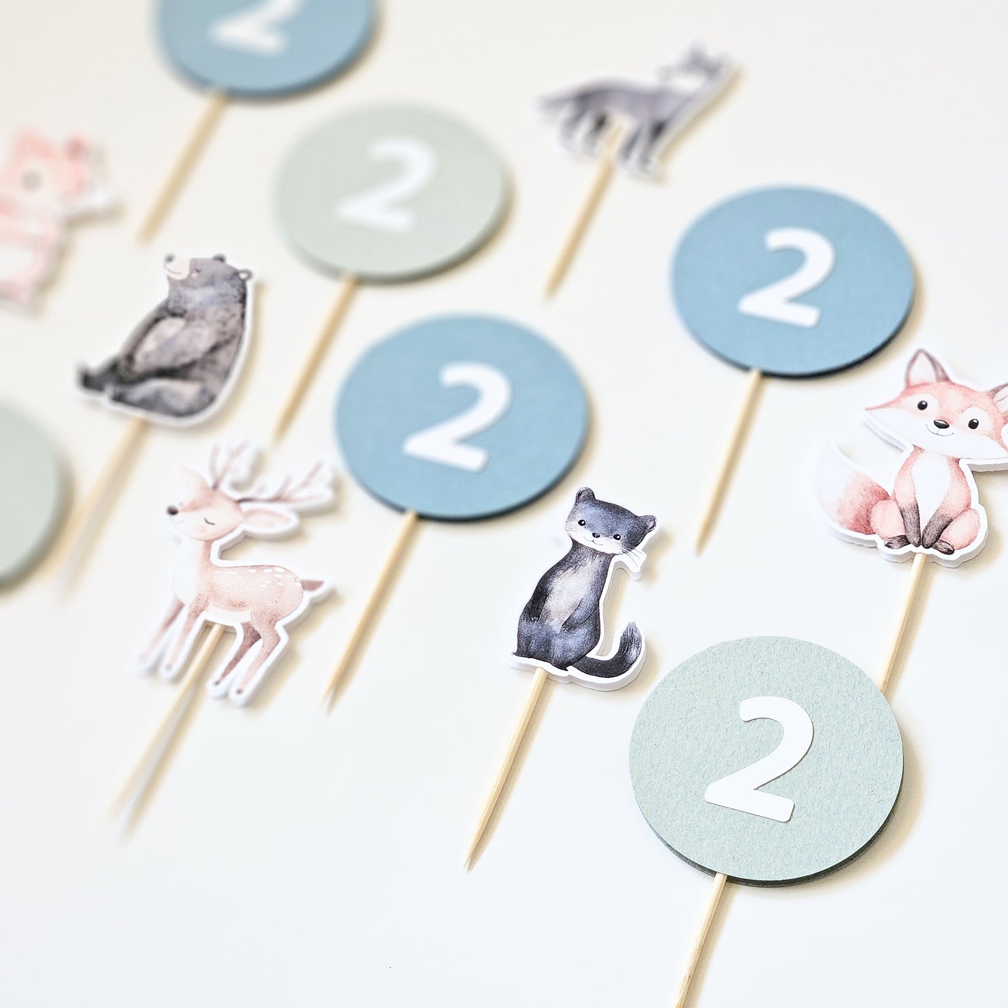 12 Toppers à cupcake / Animaux de la forêt