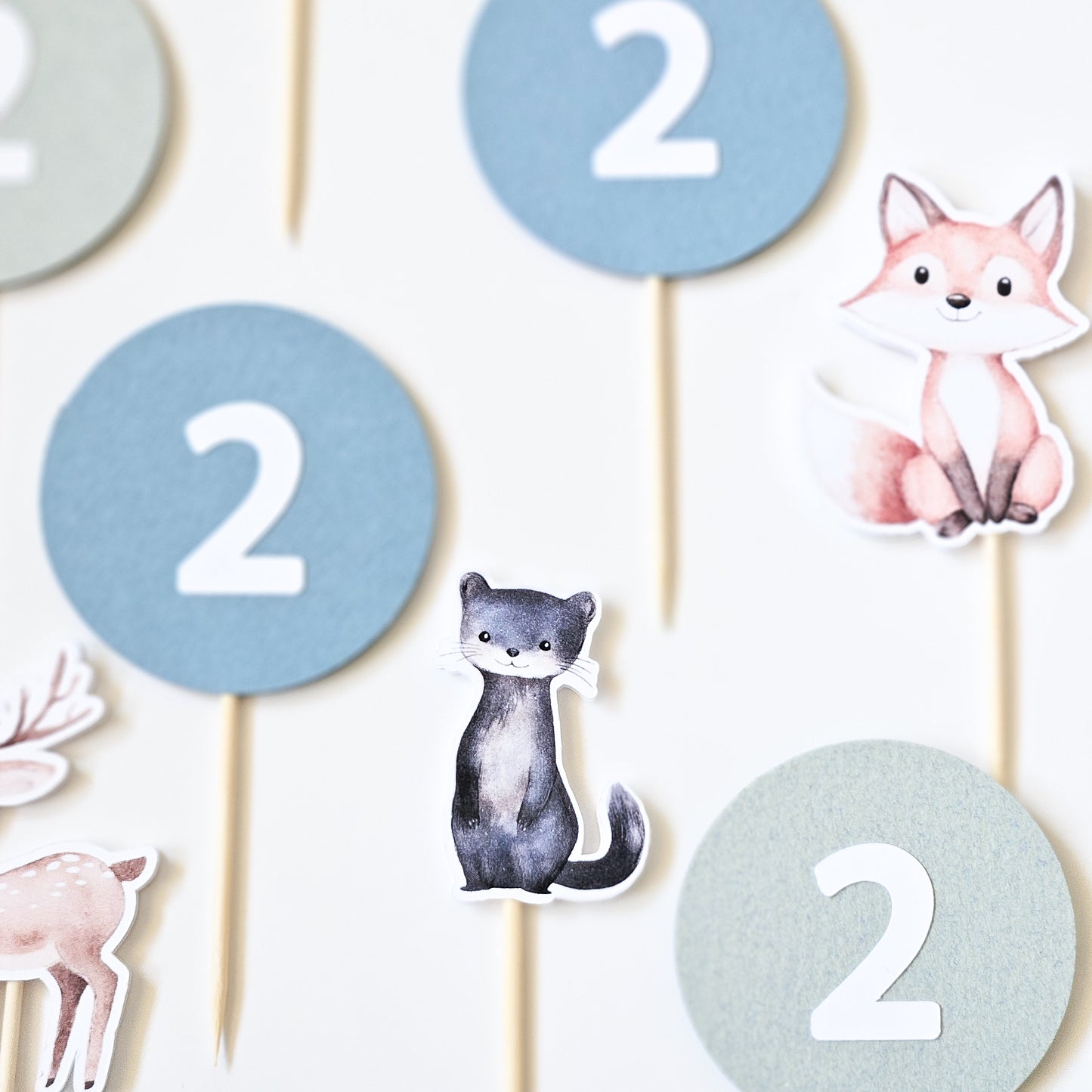 12 Toppers à cupcake / Animaux de la forêt