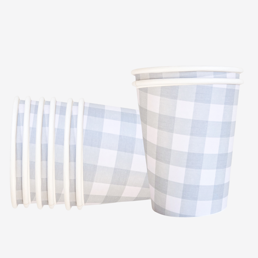 Set of 8 Gingham Mint Glasses