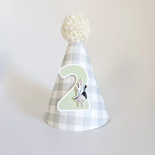 Gingham Hat with Number Mint/Duck