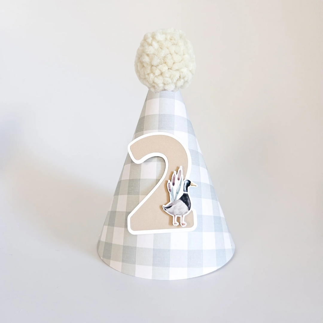 Gingham Hat with Number Beige / Duck