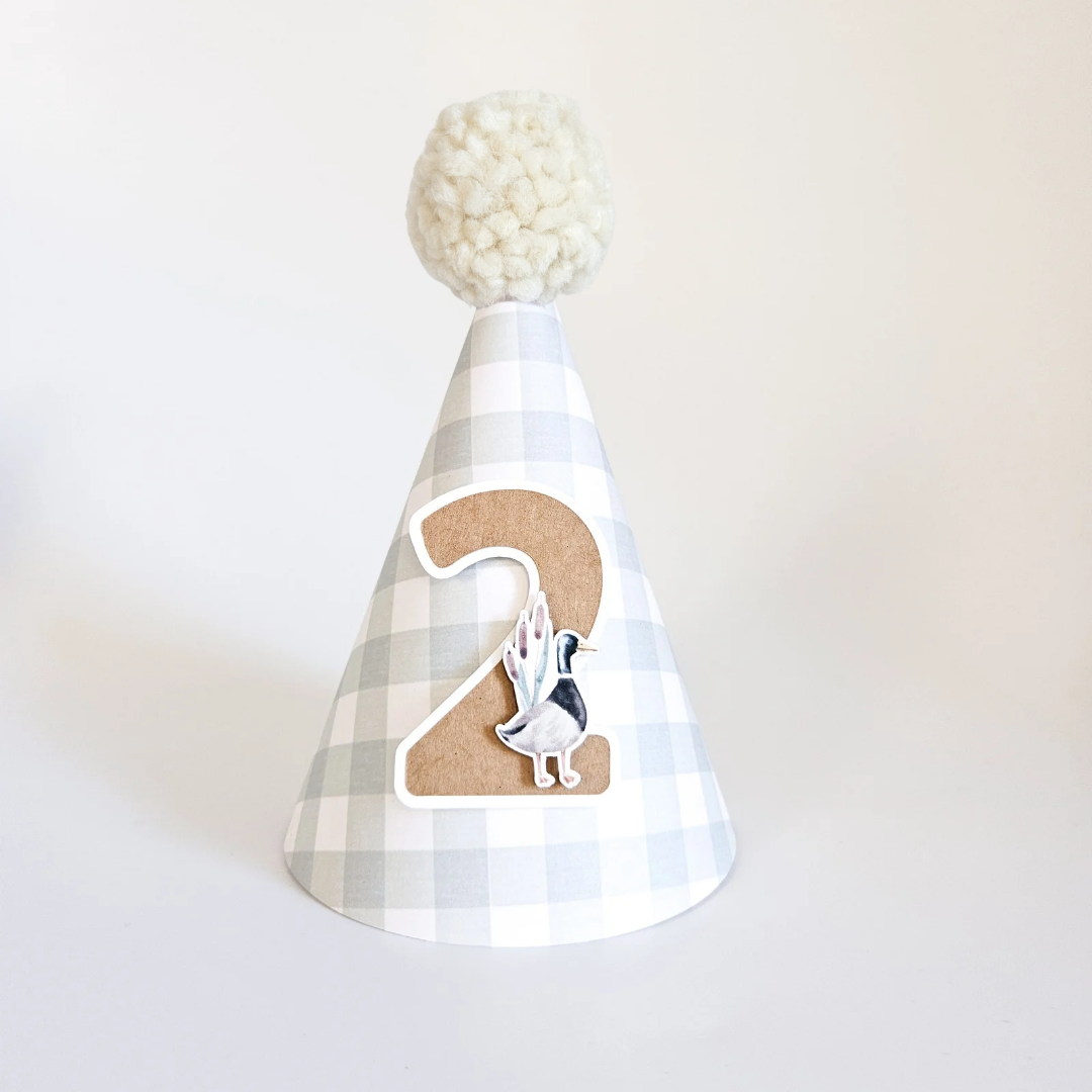 Gingham Hat with Kraft/Duck Number