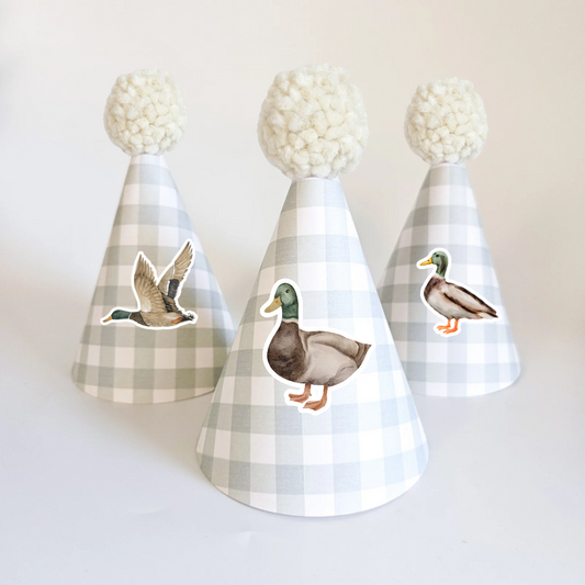 Gingham Party Hat Set with Patterns / Duck