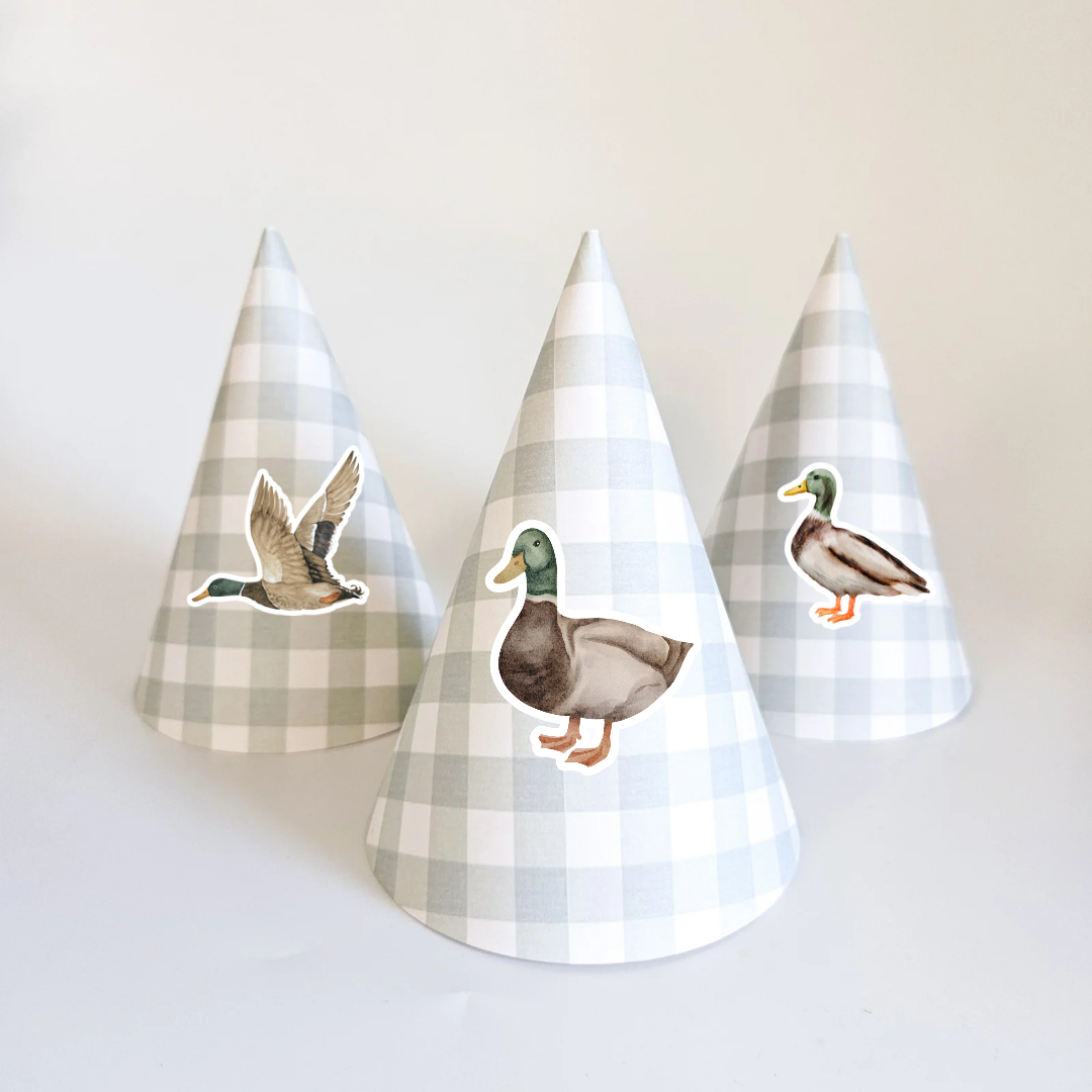 Gingham Party Hat Set with Patterns / Duck