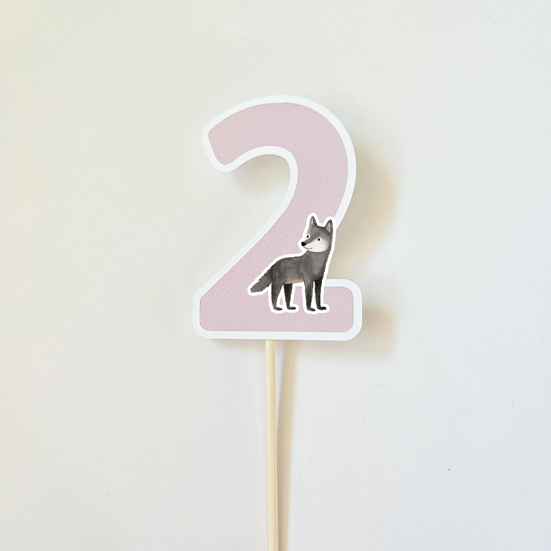 Topper number Pink / Choice of animals