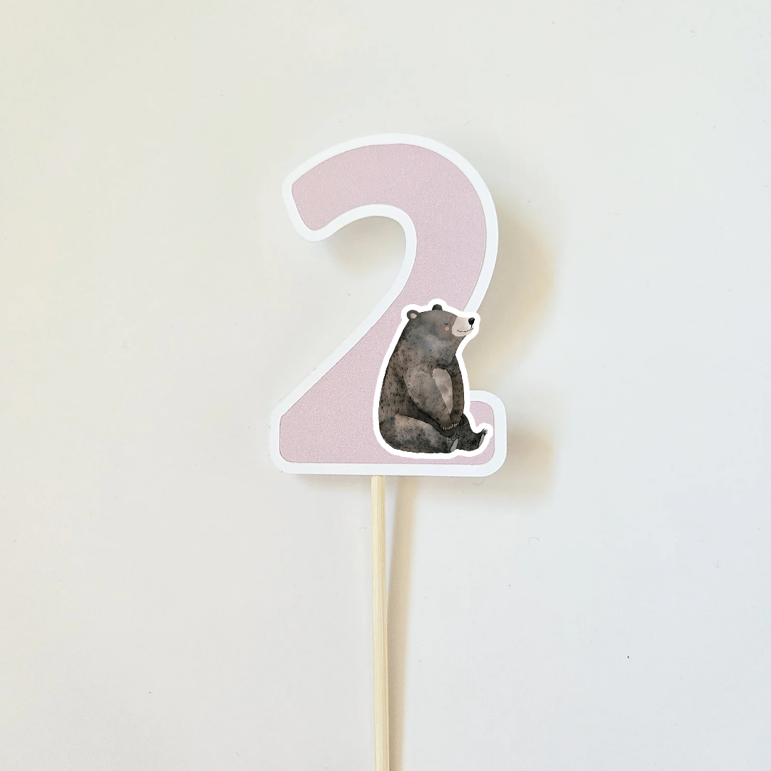 Topper number Pink / Choice of animals