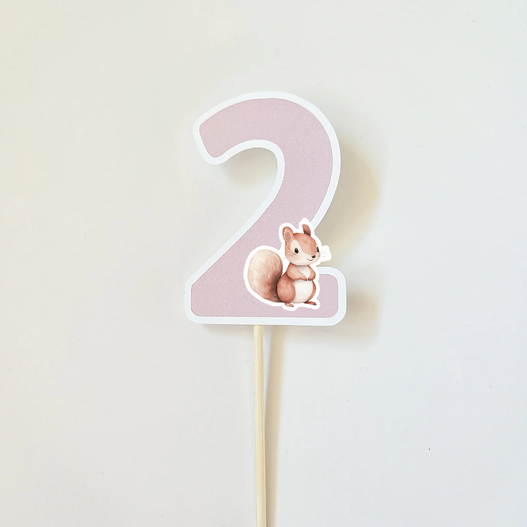 Topper number Pink / Choice of animals