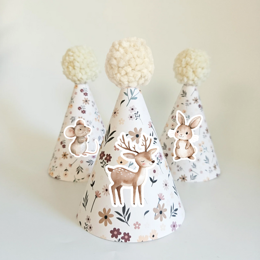 Party Hat Set with Patterns / Forest Animals