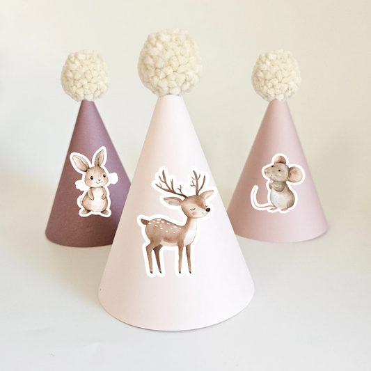 Party Hat Set with Patterns / Forest Animals