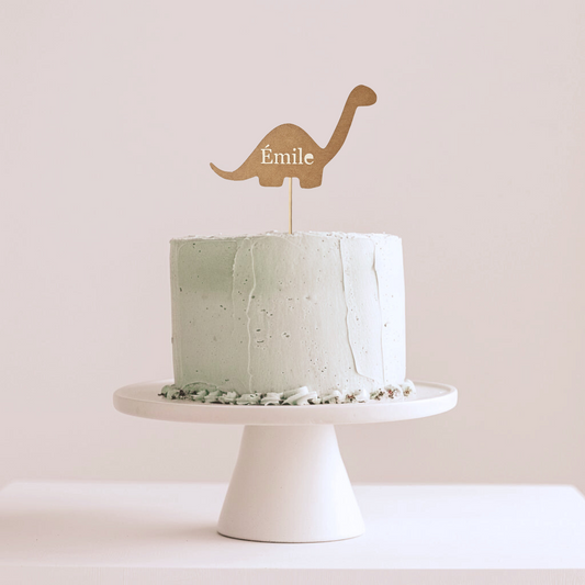Topper à gâteau minimaliste + Nom / Dinosaure