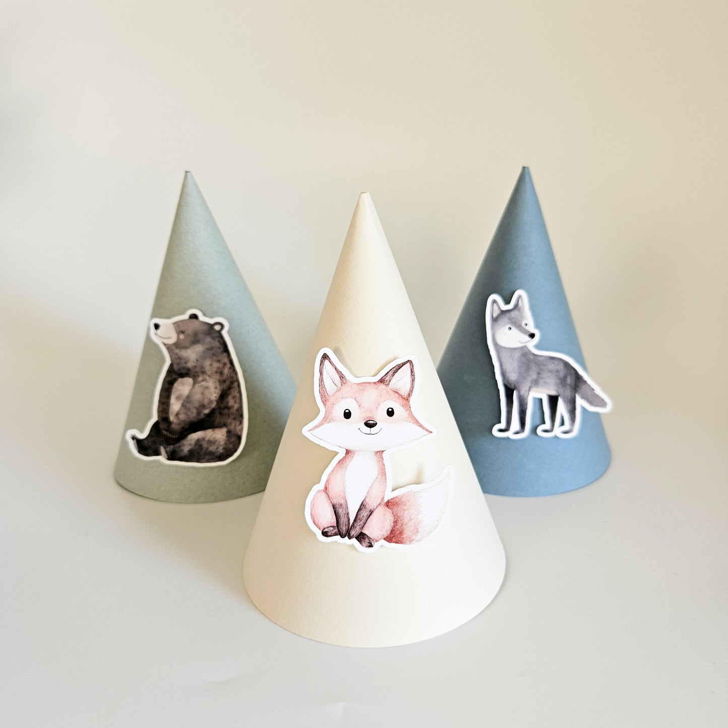 Party Hat Set with Patterns / Forest Animals