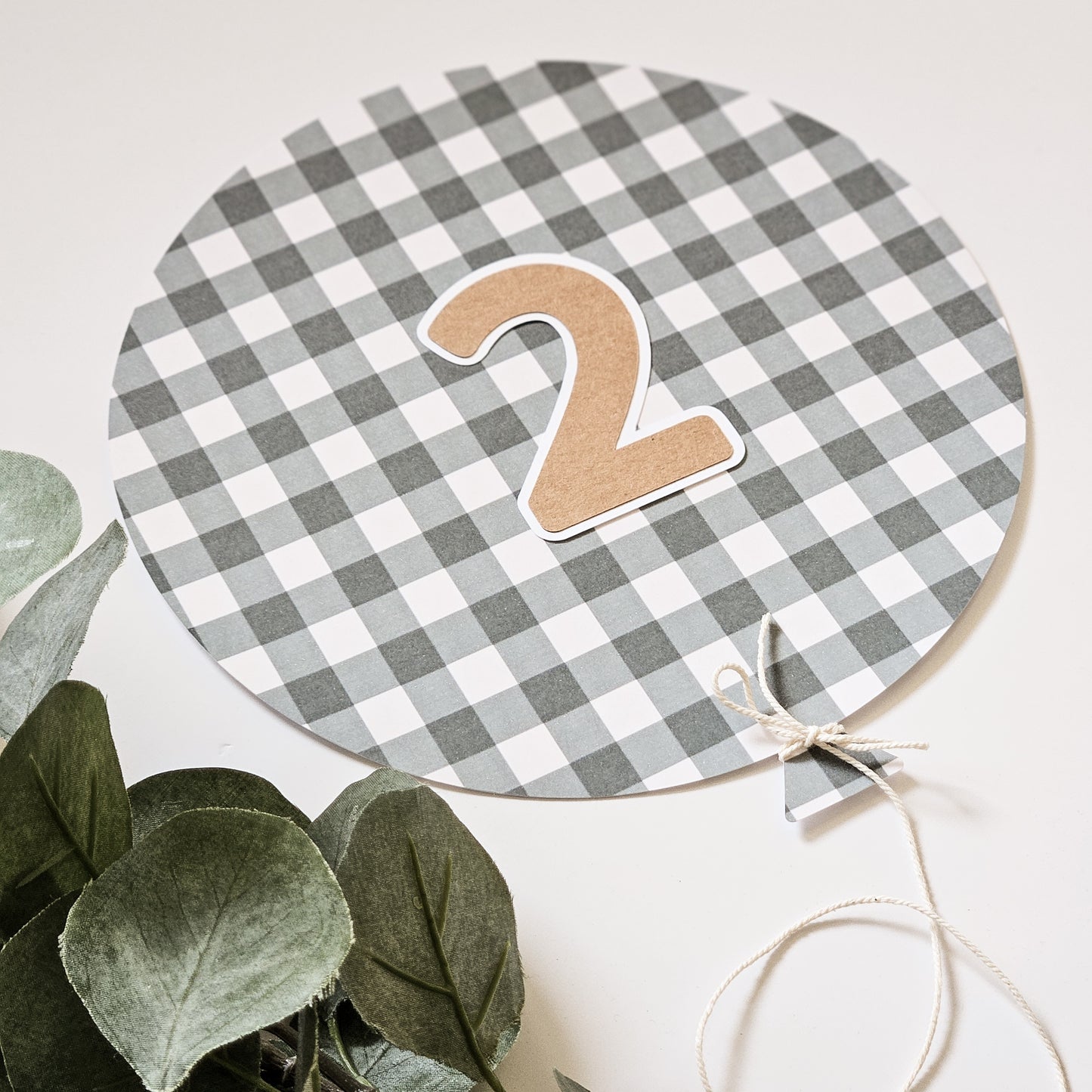 Forest Green Gingham Wall Birthday Balloon + Number