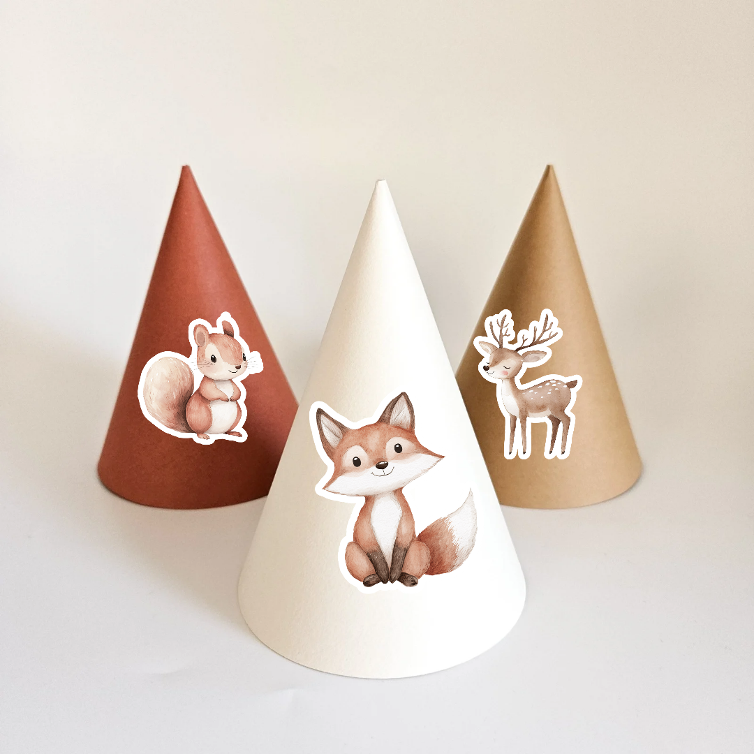 Party Hat Set with Patterns / Forest Animals