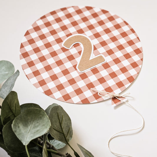 Burnt Orange Gingham Wall Birthday Balloon + Number