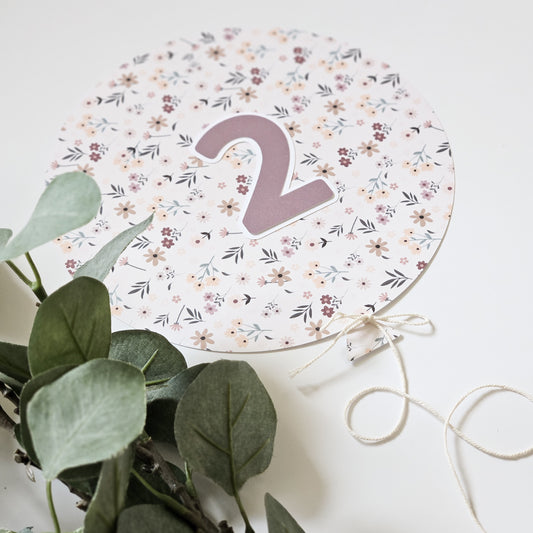 Autumn Flowers Wall Birthday Balloon + Number