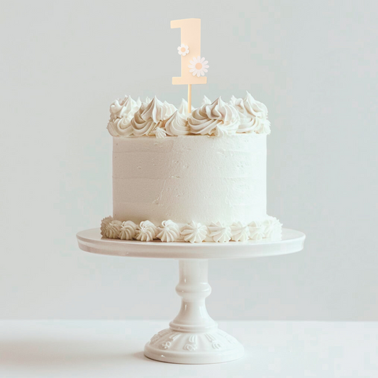 Topper chiffre pour gâteau Crème / Daisy