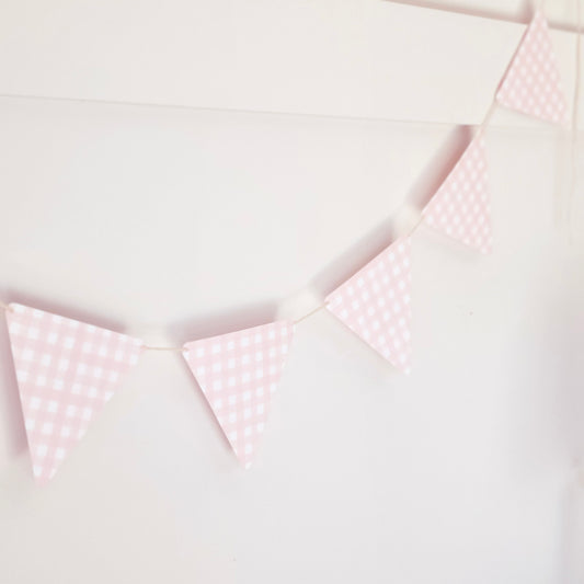 Pink Plaid Pennant Garland/The Farm