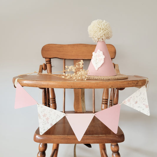 Mini High Chair Bunting Garland Pink / Wildflowers