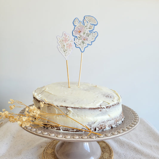 Ensemble 2 toppers à gâteau Bleu Lavande & Lilas / Fleurs sauvages