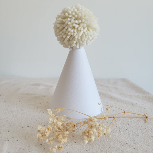 Cream/Lilac Pompom Party Hat