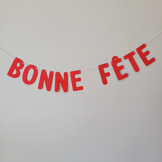 Banderole de lettres Bonne Fête / Rouge
