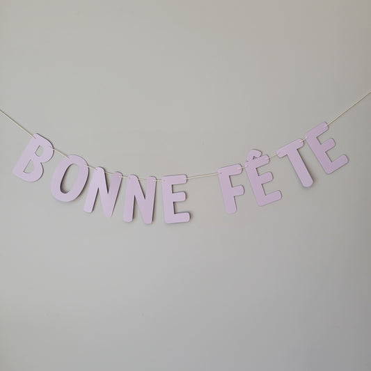 Banderole de lettres Bonne Fête / Mauve Pastel