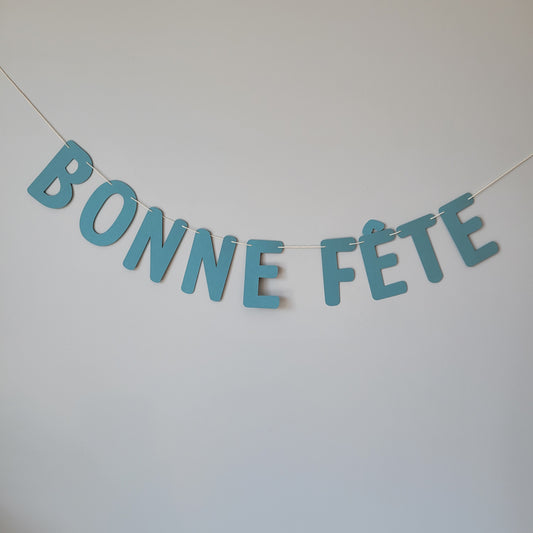 Banderole de lettres Bonne Fête / Bleu Acier