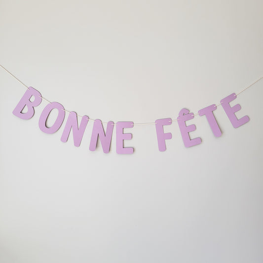 Banderole de lettres Bonne Fête / Mauve